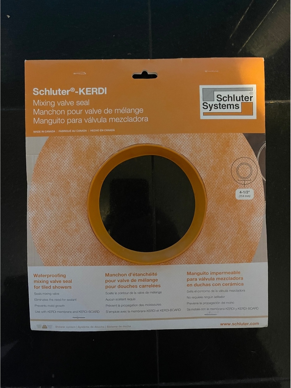 Schluter-KERDI Waterproof Mixing Valve Seal for Tiled Showers 4-1/2 inch